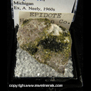 Mineral Specimen: Epidote from Houghton Co., Michigan Ex. A. Neely, 1960s Mineral Specimen: Epidote from Houghton Co., Michigan Ex. A. Neely, 1960s