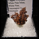 Minerals Specimen: Copper Crystals from White Pine Mine, White Pine, Ontonagon County, Michigan Minerals Specimen: Copper Crystals from White Pine Mine, White Pine, Ontonagon County, Michigan