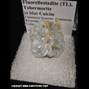 Minerals Specimen: Fluorellestadite (TL), Tobermorite in blue Calcite from Crestmore Quarries, Crestmore, Riverside County, California Minerals Specimen: Fluorellestadite (TL), Tobermorite in blue Calcite from Crestmore Quarries, Crestmore, Riverside County, California