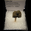 Minerals Specimen: Siderite from Blackbird Mine, Blackbird district, Lehmi Co., Idaho Minerals Specimen: Siderite from Blackbird Mine, Blackbird district, Lehmi Co., Idaho