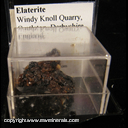 Mineral Specimen: Elaterite - a branched polythene bitumen with sulfur from Windy Knoll Quarry, Castleton, Derbyshire, England (first record location) Mineral Specimen: Elaterite - a branched polythene bitumen with sulfur from Windy Knoll Quarry, Castleton, Derbyshire, England (first record location)