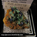 Mineral Specimen: Azurite Crystals, Malachite from Chihuahua, Mexico, Ex. A. Neely, 1960s Mineral Specimen: Azurite Crystals, Malachite from Chihuahua, Mexico, Ex. A. Neely, 1960s