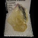 Mineral Specimen: Fluorite, Modified Crystal from Lima, Allen Co., Ohio, Ex. Mervin Greenier, circa 1960 Mineral Specimen: Fluorite, Modified Crystal from Lima, Allen Co., Ohio, Ex. Mervin Greenier, circa 1960