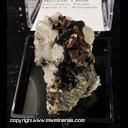 Minerals Specimen: Marcasite, Calcite from Ives Quarry, Racine. Racine Co., Wisconsis Minerals Specimen: Marcasite, Calcite from Ives Quarry, Racine. Racine Co., Wisconsis