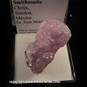 Mineral Specimen: Smithsonite from Choix, Sinoloa, Mexico, Ex. Josie Middleton Mineral Specimen: Smithsonite from Choix, Sinoloa, Mexico, Ex. Josie Middleton