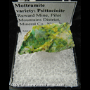 Mineral Specimen: Mottramite variety: Psittacinite from Reward Mine, Pilot Mountains District, Mineral Co., Nevada Mineral Specimen: Mottramite variety: Psittacinite from Reward Mine, Pilot Mountains District, Mineral Co., Nevada