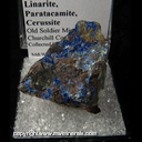 Mineral Specimen: Linarite, Paratacmite, Cerussite from Old Soldier Mine, Lyon Co., Nevada, Collected by teve Pullman Mineral Specimen: Linarite, Paratacmite, Cerussite from Old Soldier Mine, Lyon Co., Nevada, Collected by teve Pullman