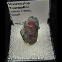 Mineral Specimen: Tourmaline variety: Watermelon (partially hollow0 from Minas Gerais, Brazil Mineral Specimen: Tourmaline variety: Watermelon (partially hollow0 from Minas Gerais, Brazil