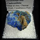 Mineral Specimen: Azurite Pseuodmorph after Chalcostibite from Rhar el Anz, Cherrat Wadi, Casablanca Pref., Morocco Mineral Specimen: Azurite Pseuodmorph after Chalcostibite from Rhar el Anz, Cherrat Wadi, Casablanca Pref., Morocco