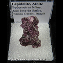 Mineral Specimen: Lepidolite, Albite from Pederneiras Mine, Sao Jose da Safira, Minas Gerais, Brazil Mineral Specimen: Lepidolite, Albite from Pederneiras Mine, Sao Jose da Safira, Minas Gerais, Brazil