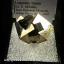 Mineral Specimen: Pyrite from Logrono, Spain, Ex. E. Morales, from Howards Minerals, White Plains show, 1982 Mineral Specimen: Pyrite from Logrono, Spain, Ex. E. Morales, from Howards Minerals, White Plains show, 1982