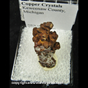 Mineral Specimen: Copper Crystals from Keweenaw Co., Michigan Mineral Specimen: Copper Crystals from Keweenaw Co., Michigan