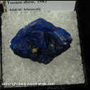 Mineral Specimen: Azurite from U.V. Industries Continental Pit, Hanover-Fierro District, Grant Co., New Mexico Ex. E. Moreals, from Mark and Jeanette Rogers, Tucson show, 1983 Mineral Specimen: Azurite from U.V. Industries Continental Pit, Hanover-Fierro District, Grant Co., New Mexico Ex. E. Moreals, from Mark and Jeanette Rogers, Tucson show, 1983