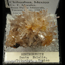 Mineral Specimen: Hemimorphite from Chihuahua, Mexico, Ex. E. Morales, from Perky Minerals, Tucson show, 1983 Mineral Specimen: Hemimorphite from Chihuahua, Mexico, Ex. E. Morales, from Perky Minerals, Tucson show, 1983
