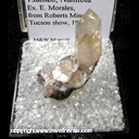 Mineral Specimen: Smithsonite from Tsumeb, Namibia, Ex. E. Morales, from Roberts Minerals, Tucson show, 1981 Mineral Specimen: Smithsonite from Tsumeb, Namibia, Ex. E. Morales, from Roberts Minerals, Tucson show, 1981