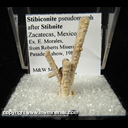 Mineral Specimen: Stibiconite Pseudomporph after Stibnite from Zacatecas, Mexico, Ex. E. Morales, from Roberts Minerals, Pasadena show, 1983 Mineral Specimen: Stibiconite Pseudomporph after Stibnite from Zacatecas, Mexico, Ex. E. Morales, from Roberts Minerals, Pasadena show, 1983