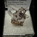 Mineral Specimen: Axinite-(Fe) on and included in Quartz from New Melones Dam, Calaveras Co., California Mineral Specimen: Axinite-(Fe) on and included in Quartz from New Melones Dam, Calaveras Co., California