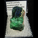 Mineral Specimen: Azurite Partially Pseudomorphed to Malachite, Chatoyant Malachite from Tsumeb, Namibia