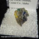 Mineral Specimen: Caledonite, Azurite, Galena, likely Perite from K-7 Tunnel, Challis, Bay Horse District,Custer Co., Idaho Mineral Specimen: Caledonite, Azurite, Galena, likely Perite from K-7 Tunnel, Challis, Bay Horse District,Custer Co., Idaho