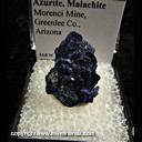 Mineral Specimen: Azurite with Malachite from Morenci, Greenlee Co., Arizona Mineral Specimen: Azurite with Malachite from Morenci, Greenlee Co., Arizona