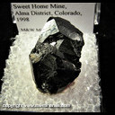 Mineral Specimen: Tetrahedrite, minor Rhodochrosite from Fate Pocket, Fluorite Rise, Sweet Home Mine, Alma District, Colorado, 1998 Mineral Specimen: Tetrahedrite, minor Rhodochrosite from Fate Pocket, Fluorite Rise, Sweet Home Mine, Alma District, Colorado, 1998