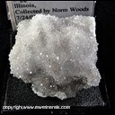 Mineral Specimen: Quartz, Druze from Cessford Quarry, Biggsville, Henderson Co., Illinois, Collected by Norm Woods 7/24/03