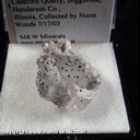 Mineral Specimen: Marcasite on and in Twinned Calcite from Cessford Quarry, Biggsville, Henderson Co., Illinois, Collected by Norm Woods 7/17/03