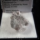 Mineral Specimen: Marcasite on and in Twinned Calcite from Cessford Quarry, Biggsville, Henderson Co., Illinois, Collected by Norm Woods 7/17/03 Mineral Specimen: Marcasite on and in Twinned Calcite from Cessford Quarry, Biggsville, Henderson Co., Illinois, Collected by Norm Woods 7/17/03
