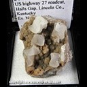 Mineral Specimen: Calcite pseudomorph after Dolomite on Chalcedony from US highway 27 roadcut, Halls Gap, Lincoln Co., Kentucky Mineral Specimen: Calcite pseudomorph after Dolomite on Chalcedony from US highway 27 roadcut, Halls Gap, Lincoln Co., Kentucky