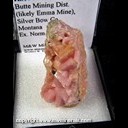 Mineral Specimen: Rhodochrosite from Butte mining district (likely Emma Mine), Silver Bow Co., Montana, Ex. Norm Woods Mineral Specimen: Rhodochrosite from Butte mining district (likely Emma Mine), Silver Bow Co., Montana, Ex. Norm Woods