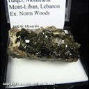 Mineral Specimen: Garnet variety: Demantoid from Haqel, Mohafazat Mont-Liban, Lebanon, Ex. Norm Woods Mineral Specimen: Garnet variety: Demantoid from Haqel, Mohafazat Mont-Liban, Lebanon, Ex. Norm Woods