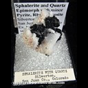 Mineral Specimen: Sphalerite, Quartz Epimorph, Rhodochrosite from Silverton district, San Juan Co., Colorado, Ex. Norm Woods Mineral Specimen: Sphalerite, Quartz Epimorph, Rhodochrosite from Silverton district, San Juan Co., Colorado, Ex. Norm Woods