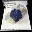 Mineral Specimen: Lazurite crystal in Marble from Kockcha Valley, Badakhshan, Afghanistan, Ex. Norm Woods Mineral Specimen: Lazurite crystal in Marble from Kockcha Valley, Badakhshan, Afghanistan, Ex. Norm Woods