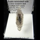 Mineral Specimen: Quartz variety Hokimer, Double Terminated with Carbon Inclusions from Saltville, Smyth Co., Virginia, Ex. Norm Woods Mineral Specimen: Quartz variety Hokimer, Double Terminated with Carbon Inclusions from Saltville, Smyth Co., Virginia, Ex. Norm Woods