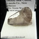 Mineral Specimen: Quartz, Smoky Japan Law Twin from Smokey Bear claims, Lincoln Co., New Mexico, Ex. Norm Woods Mineral Specimen: Quartz, Smoky Japan Law Twin from Smokey Bear claims, Lincoln Co., New Mexico, Ex. Norm Woods