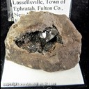 Mineral Specimen: Quartz variety: Herkimer Diamond in Vug with Pyrobitumen from Crystal Grove, Lassellsville, Twon of Ephratah, Fulton Co., New York, Ex. Norm Woods Mineral Specimen: Quartz variety: Herkimer Diamond in Vug with Pyrobitumen from Crystal Grove, Lassellsville, Twon of Ephratah, Fulton Co., New York, Ex. Norm Woods