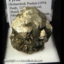 Mineral Specimen: Pyrite from Butterstick Pocket (1974 find), 1250 foot level, Buick Mine, Iron Co., Missouri, Ex. Norm Woods Mineral Specimen: Pyrite from Butterstick Pocket (1974 find), 1250 foot level, Buick Mine, Iron Co., Missouri, Ex. Norm Woods