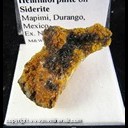 Mineral Specimen: Platternite and Hemimorphite on Siderite from Mapimi, Durango, Mexico, Ex. Norm Woods Mineral Specimen: Platternite and Hemimorphite on Siderite from Mapimi, Durango, Mexico, Ex. Norm Woods
