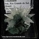 Mineral Specimen: Calcite, double Terminated with Celadonite from Irai, Rio Grande do Sul, Brazil, Ex. Norm Woods Mineral Specimen: Calcite, double Terminated with Celadonite from Irai, Rio Grande do Sul, Brazil, Ex. Norm Woods