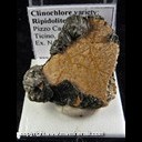 Mineral Specimen: Clinochlore variety: Ripidolite, Feldspar from Pizzo Campo Tencia, Ticino, Swithzerland, Ex. Norm Woods Mineral Specimen: Clinochlore variety: Ripidolite, Feldspar from Pizzo Campo Tencia, Ticino, Swithzerland, Ex. Norm Woods