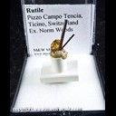 Mineral Specimen: Rutile and Quartz (4 pieces stuck in tack) from Pizzo Campo Tencia, Ticino, Swithzerland, Ex. Norm Woods Mineral Specimen: Rutile and Quartz (4 pieces stuck in tack) from Pizzo Campo Tencia, Ticino, Swithzerland, Ex. Norm Woods