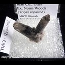 Mineral Specimen: Hematite on and included in Topaz (repaired) from Thomas Range, Juab Co., Utah, Ex. Norm Woods Mineral Specimen: Hematite on and included in Topaz (repaired) from Thomas Range, Juab Co., Utah, Ex. Norm Woods