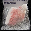Mineral Specimen: Cinnabar on Calcite from San Luis Potosi, Mexico, Ex. Norm Woods Mineral Specimen: Cinnabar on Calcite from San Luis Potosi, Mexico, Ex. Norm Woods