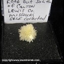Mineral Specimen: Aragonite from US Highway 61 road cut, south of Canton, Lewis Co., Missouri, Collected by Norm Woods Mineral Specimen: Aragonite from US Highway 61 road cut, south of Canton, Lewis Co., Missouri, Collected by Norm Woods