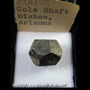 Mineral Specimen: Pyrite from Cole Shaft, Bisbee, Cochise Co., Arizona, Ex. Norm Woods Mineral Specimen: Pyrite from Cole Shaft, Bisbee, Cochise Co., Arizona, Ex. Norm Woods