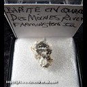 Mineral Specimen: Barite and minor Dolomite on Quartz from Des Moines River at Farmington, Van Buren Co., Iowa, Ex. Norm Woods Mineral Specimen: Barite and minor Dolomite on Quartz from Des Moines River at Farmington, Van Buren Co., Iowa, Ex. Norm Woods
