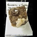Mineral Specimen: Smoky Quartz, 2nd generation Calcite and micro Chalcopyrite on Calcite from Blackstone mine, Lovilia area, Monroe Co., Iowa, Ex. Norm Woods Mineral Specimen: Smoky Quartz, 2nd generation Calcite and micro Chalcopyrite on Calcite from Blackstone mine, Lovilia area, Monroe Co., Iowa, Ex. Norm Woods