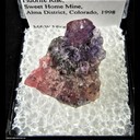 Mineral Specimen: Fluorite over Rhodochrosite, Sulfides from Strawberry Pocket, Fluorite Rise, Sweet Home Mine, Alma District, Colorado, 1998 Mineral Specimen: Fluorite over Rhodochrosite, Sulfides from Strawberry Pocket, Fluorite Rise, Sweet Home Mine, Alma District, Colorado, 1998