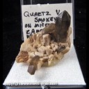 Mineral Specimen: Quartz variety: Smoky, Microcline from Zapot Pegmatite, Minerals Co., Nevada, Ex. Norm Woods Mineral Specimen: Quartz variety: Smoky, Microcline from Zapot Pegmatite, Minerals Co., Nevada, Ex. Norm Woods