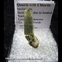 Mineral Specimen: Quartz with Chlorite inclusions, bent habit due to healed fractures from location unknown, Ex. Norm Woods Mineral Specimen: Quartz with Chlorite inclusions, bent habit due to healed fractures from location unknown, Ex. Norm Woods